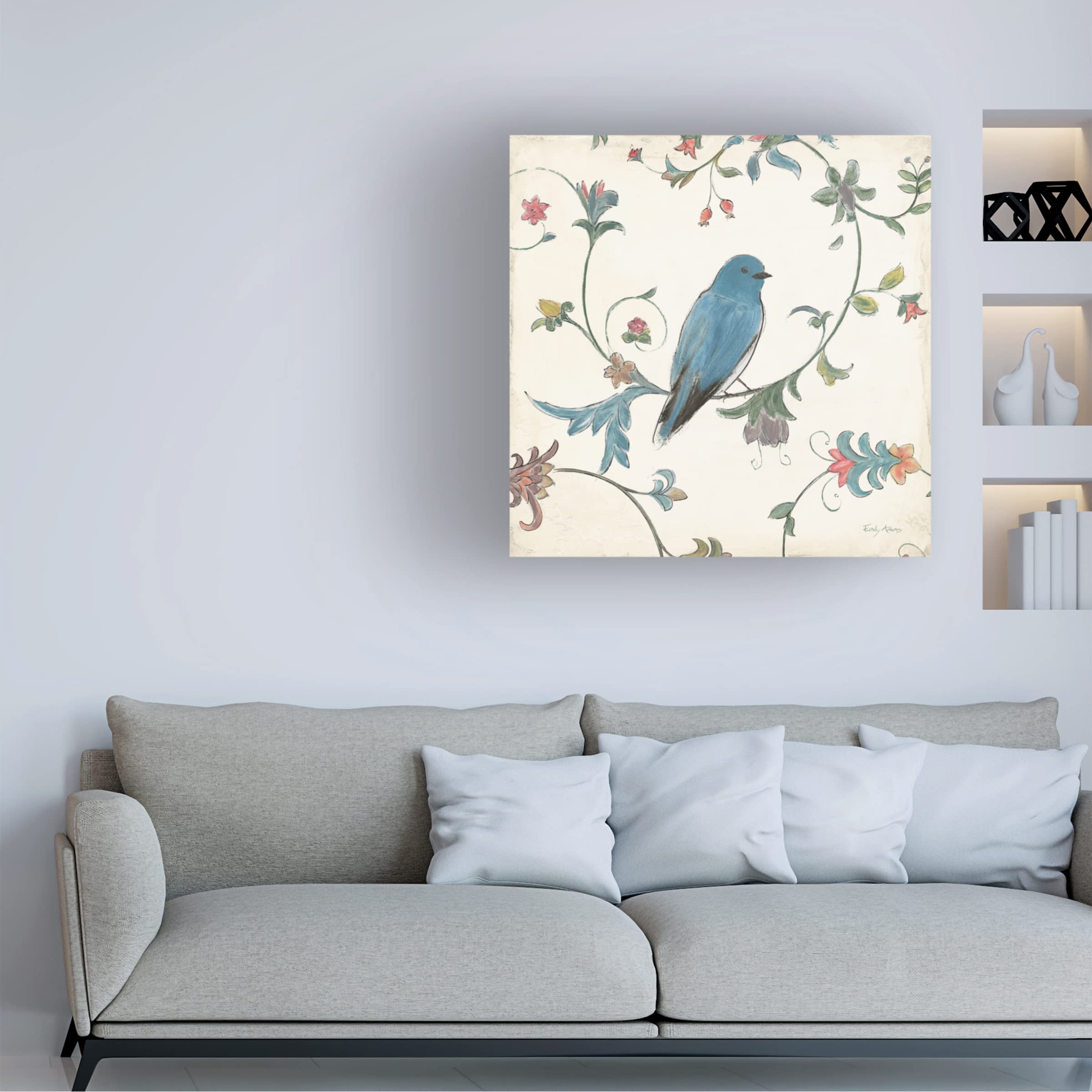 Trademark Fine Art 'Birds Gem I' Canvas Wall Art by Emily Adams - Beautiful Home Decor for Living Room, Bedroom & Office