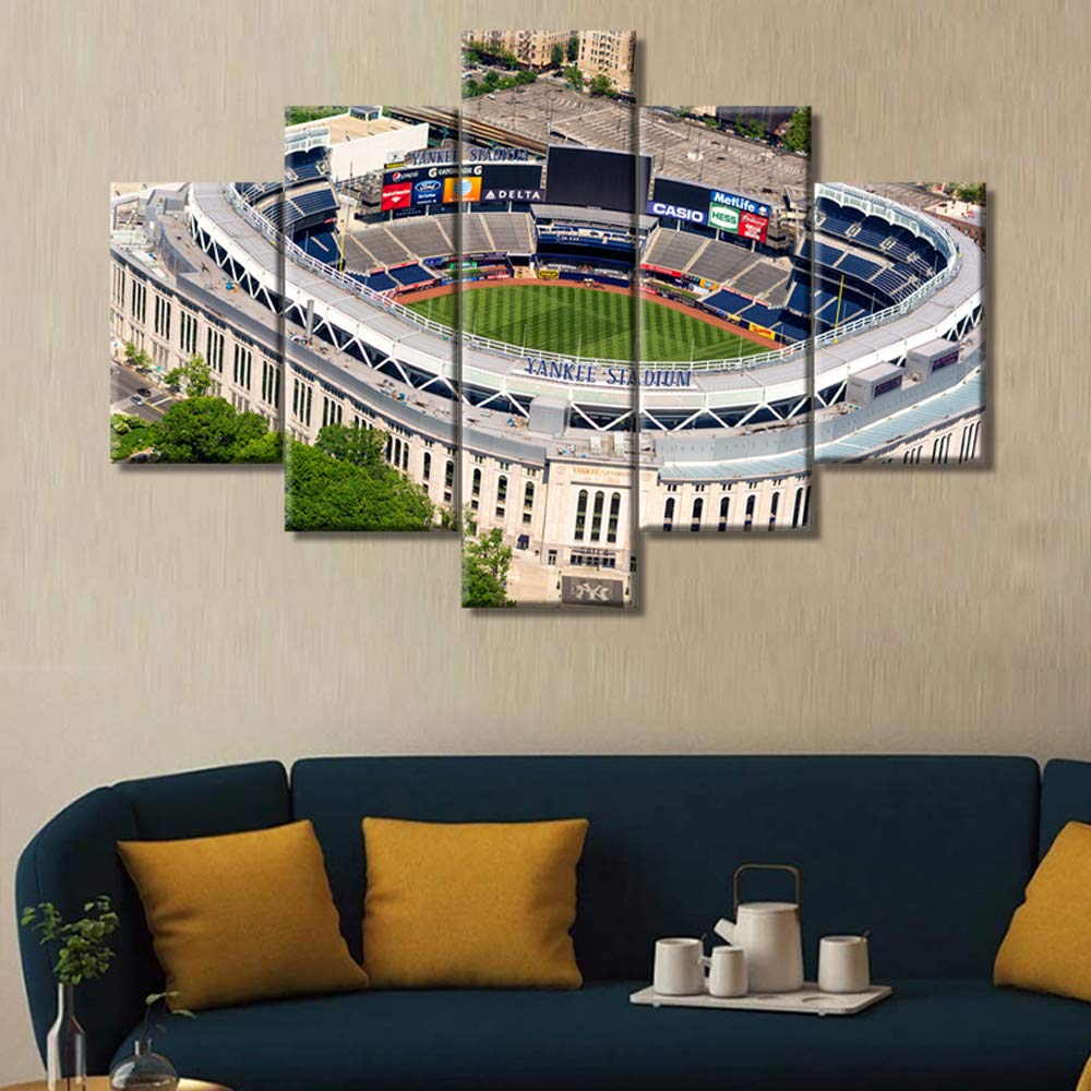 5-Piece Baseball Stadium Canvas Wall Art - New York Ballpark Paintings, Framed & Ready to Hang (60
