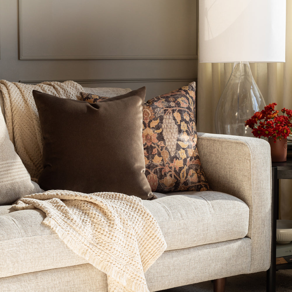 Premium 22x22 Walnut Throw Pillow Cover - Soft & Stylish Decorative Cushion for Sofa, Bed, or Chair - Perfect for Living Room, Bedroom & Home Decor