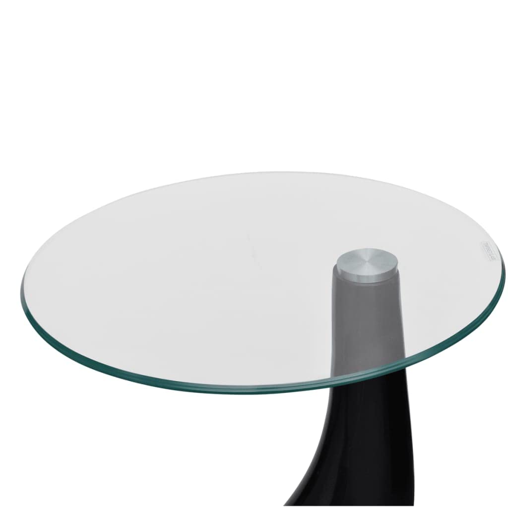 CHARMMA Modern Round Glass Coffee Table - High Gloss Black Finish - Perfect for Living Room, Lounge & Office Decor
