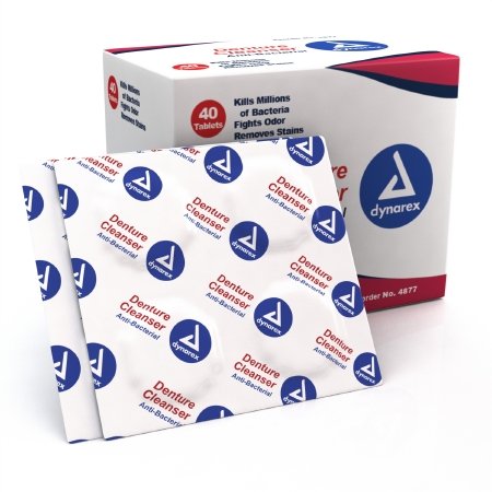 Dynarex Denture Cleaner Tablets - Effervescent Cleaning Tablets for Dentures, False Teeth & Retainers - Freshens & Removes Stains - Ideal for Daily Use at Home or Travel