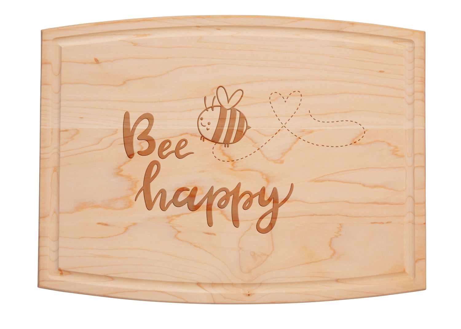 Handcrafted Maple Wood Arched Cutting Board - Bee Happy Design - 12 x 9 Inches - Perfect for Charcuterie, Cheese Serving & Kitchen Decor