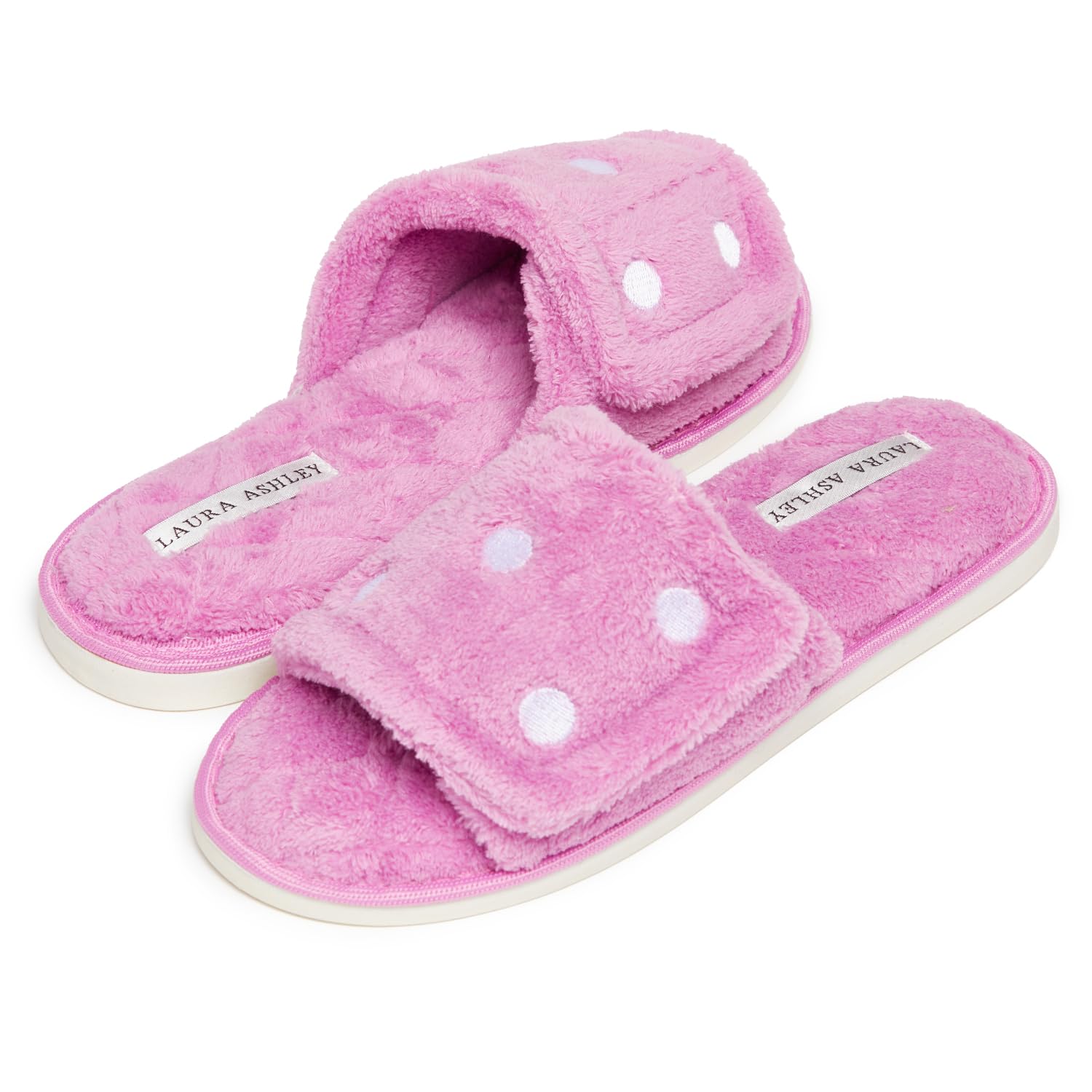 Laura Ashley Women's One Band Velcro Scuff Slippers - Soft House Shoes for Indoor Comfort, Cozy Home & Spa Relaxation