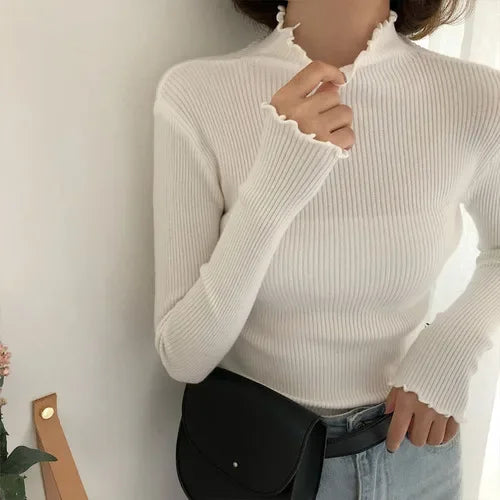 Women's Stretchable Turtleneck Sweater - Soft & Comfortable Winter Pullover for Casual Wear, Office & Date Night