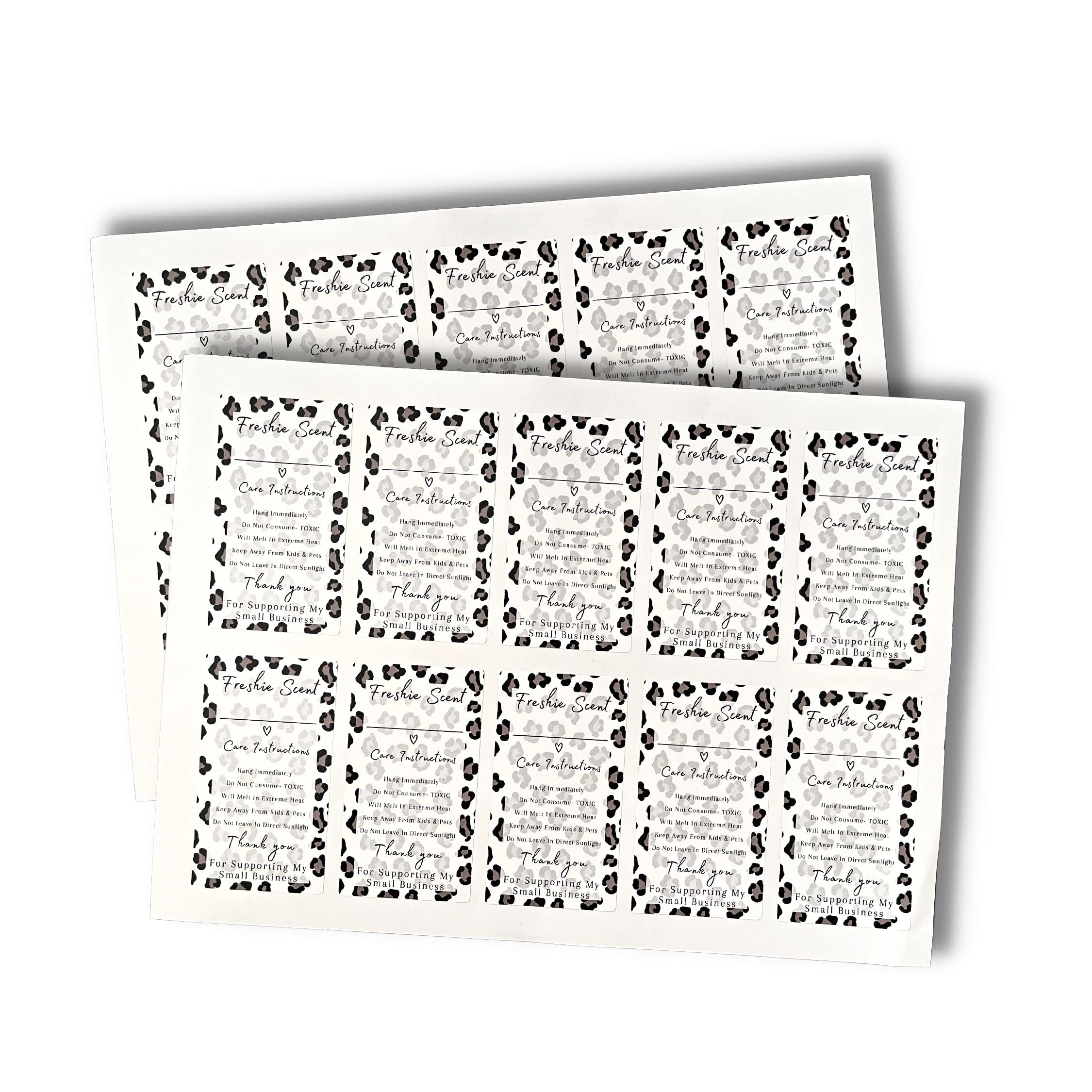 30 Pack Freshie Label Stickers 2x3.5 Inch - DIY Craft Supplies for Freshies, Beads & Silicone Molds - Scented Leopard Print Labels for Organizing, Gift Wrapping & Craft Projects