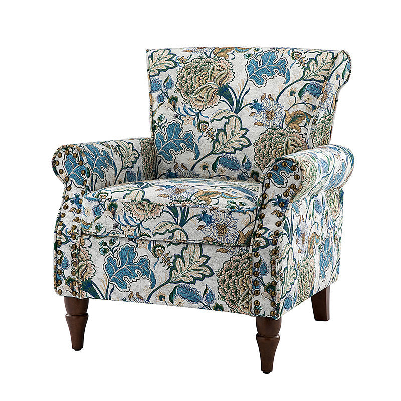Artemisa Modern Floral Pattern Upholstered Armchair - Comfortable Living Room Accent Chair for Home Office & Lounge Decor
