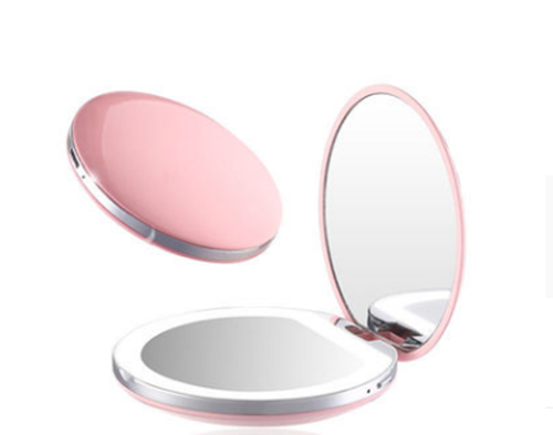 Portable Rechargeable Makeup Mirror with LED Lights - Cute Flip Cover Vanity Mirror for Women | Perfect for Travel, Home & Salon Use