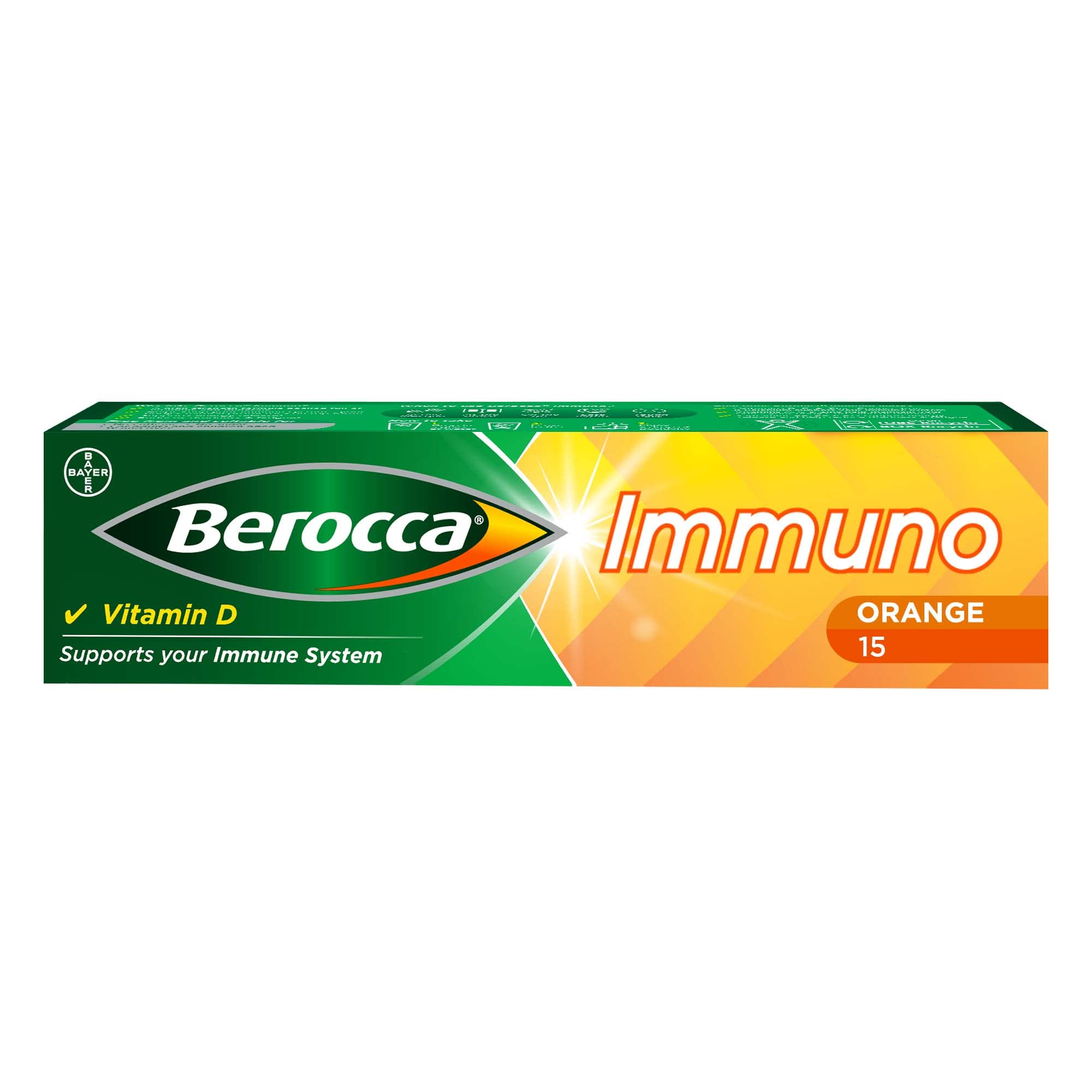 Berocca Immuno Energy & Immune Support Supplement - 15 Effervescent Tablets for Daily Wellness & Immune Boost | Perfect for Travel, Workout & Busy Lifestyles