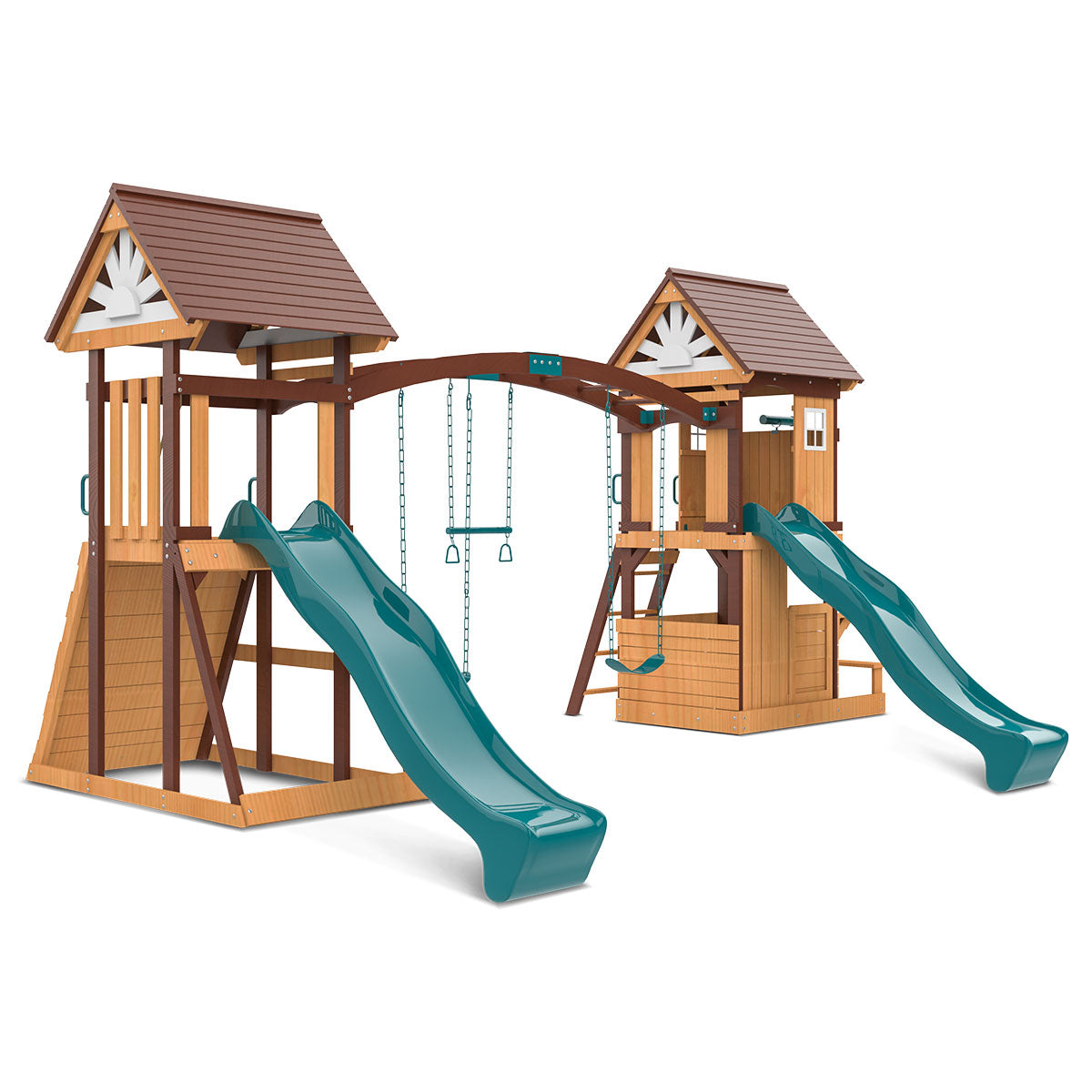 Armadale Play Centre & Swing Set with Green Slide - Outdoor Kids Playground Equipment for Backyard Fun & Garden Activities