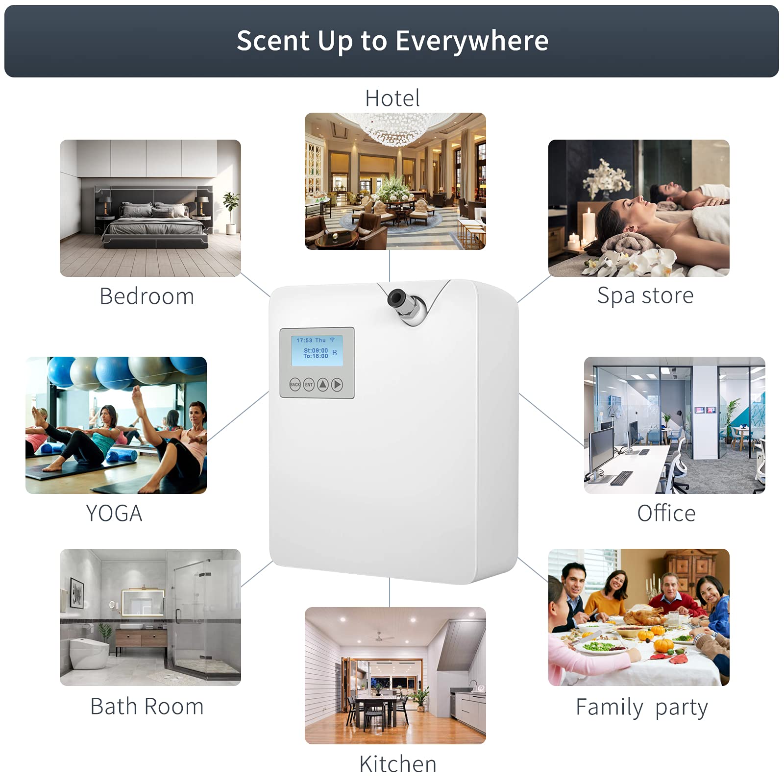 JCLOOD Smart Aroma Diffuser with Cold-Air Technology - 300ML Waterless Essential Oil Diffuser for Home, Office, Spa & Large Spaces | HVAC Scent Machine for Hotels, Relaxation & Aromatherapy
