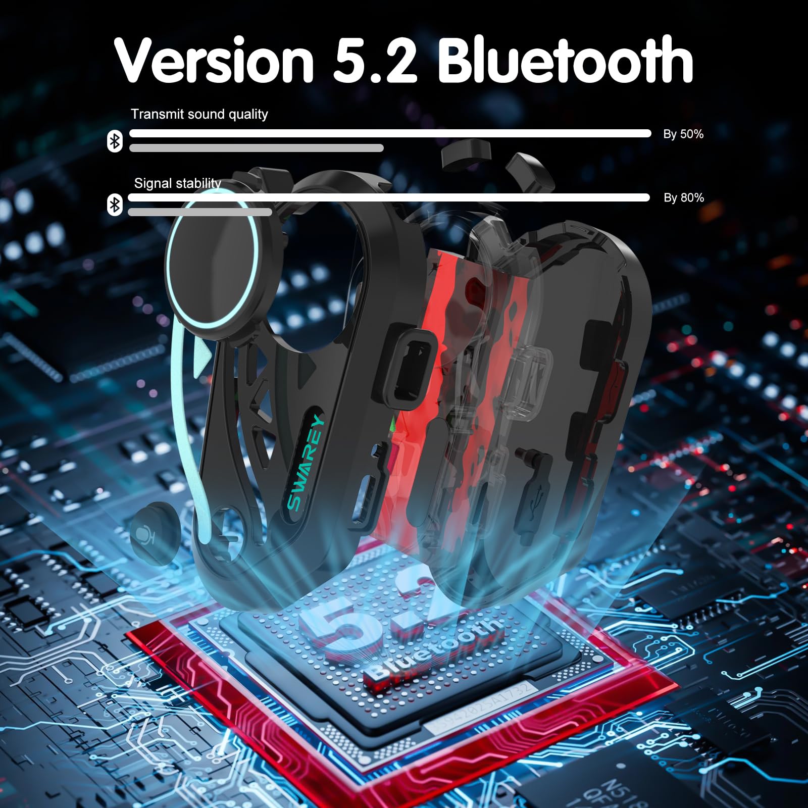 V8 Motorcycle Bluetooth Headset - Dual Pack (2X) with Noise Cancelling DSP&CVC, HiFi Stereo, FM Radio & Music Sharing | 1000M-2000M Helmet Intercom for Motorcycle Riders | Perfect for Group Riding, Touring & Adventure Motorcycling