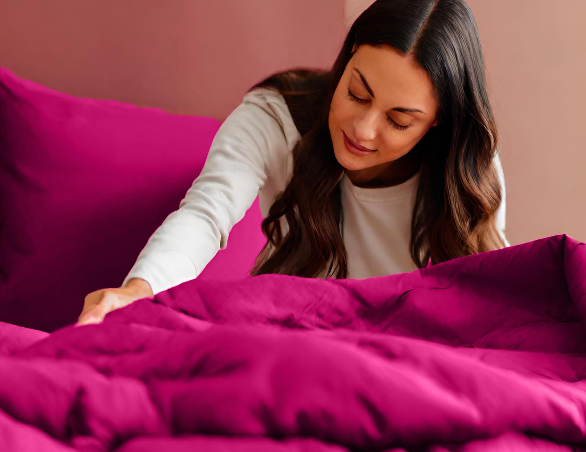 Embossed Lightweight Bed Comforter Set | 3Pcs All Season Down Alternative Reversible Comforter with Pillow Cases | Hypoallergenic Bedding for Master Bedroom, Guest Room & Dorm | Soft Pink Comforter for Cozy Sleep