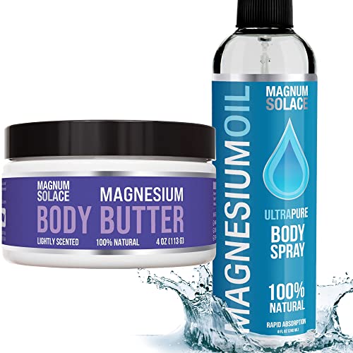 Magnesium Spray & Magnesium Body Butter - 2 Pack Bundle for Muscle Recovery & Relaxation | Post-Workout & Bedtime Relief
