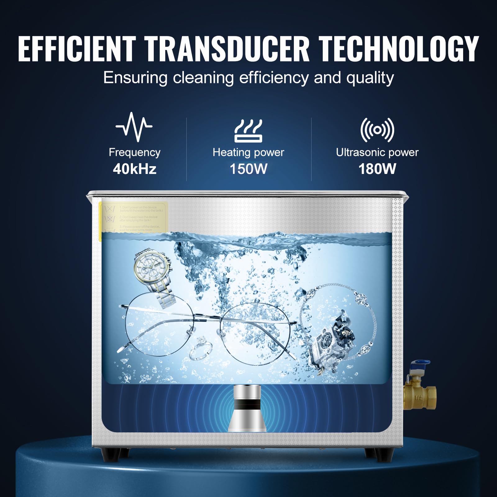 VEVOR 6L Commercial Ultrasonic Cleaner with Digital Timer & Heater, 40kHz Professional Cleaning Machine for Jewelry, Watches, Industrial Parts - Perfect for Home, Lab, and Workshop Use