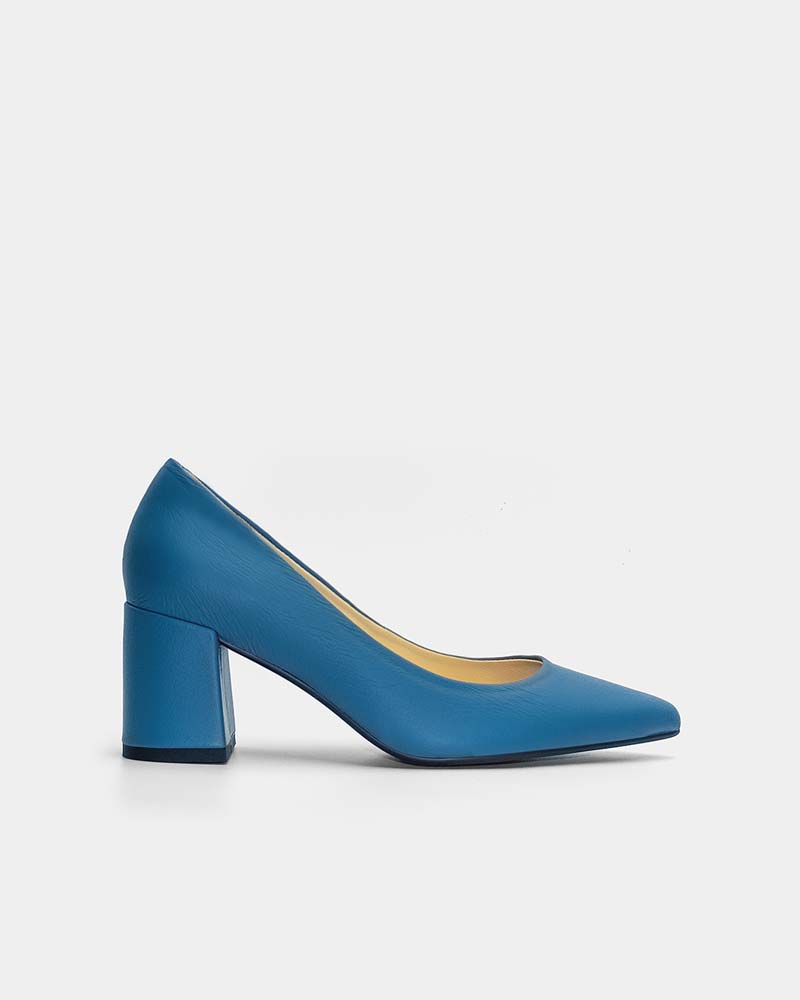 Blue K Leather Block Heel Pumps for Women - Comfortable Office Work Shoes & Stylish Dress Pumps for Party, Wedding & Business Events