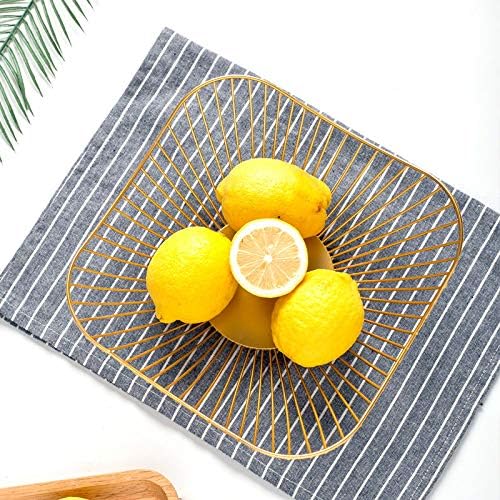 Stylish Gold Metal Wire Fruit Basket - Decorative Kitchen Countertop Organizer for Fruits, Desserts & Snacks - Perfect for Living Room, Dining Table & Party Serving (2.7 Inch Height)