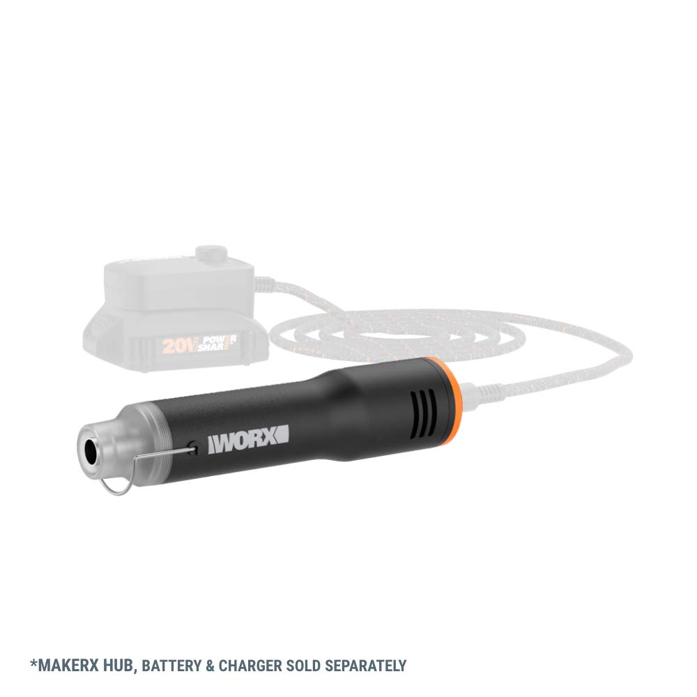 Worx MAKERX WX743L.9 20V Cordless Mini Heat Gun (Tool Only) - Perfect for DIY Crafts, Shrink Wrapping, and Home Repairs