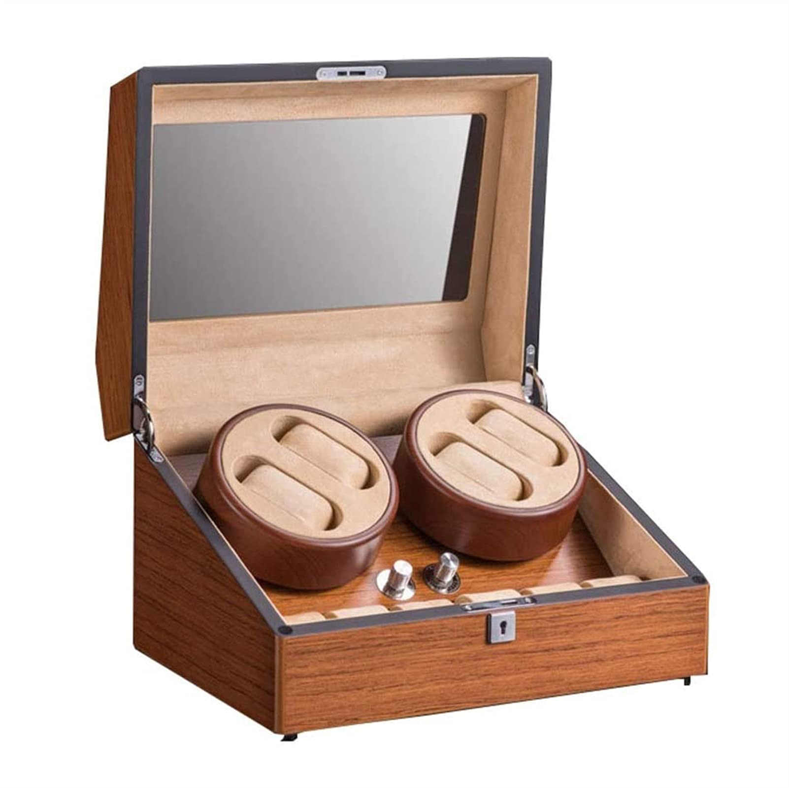 Premium 4+6 Automatic Watch Winder Display Case - Leather & Wood Watch Storage Box with Silent Rotation for Rolex, Omega & Luxury Watches | Perfect for Watch Collectors & Display in Bedroom, Office or Safe