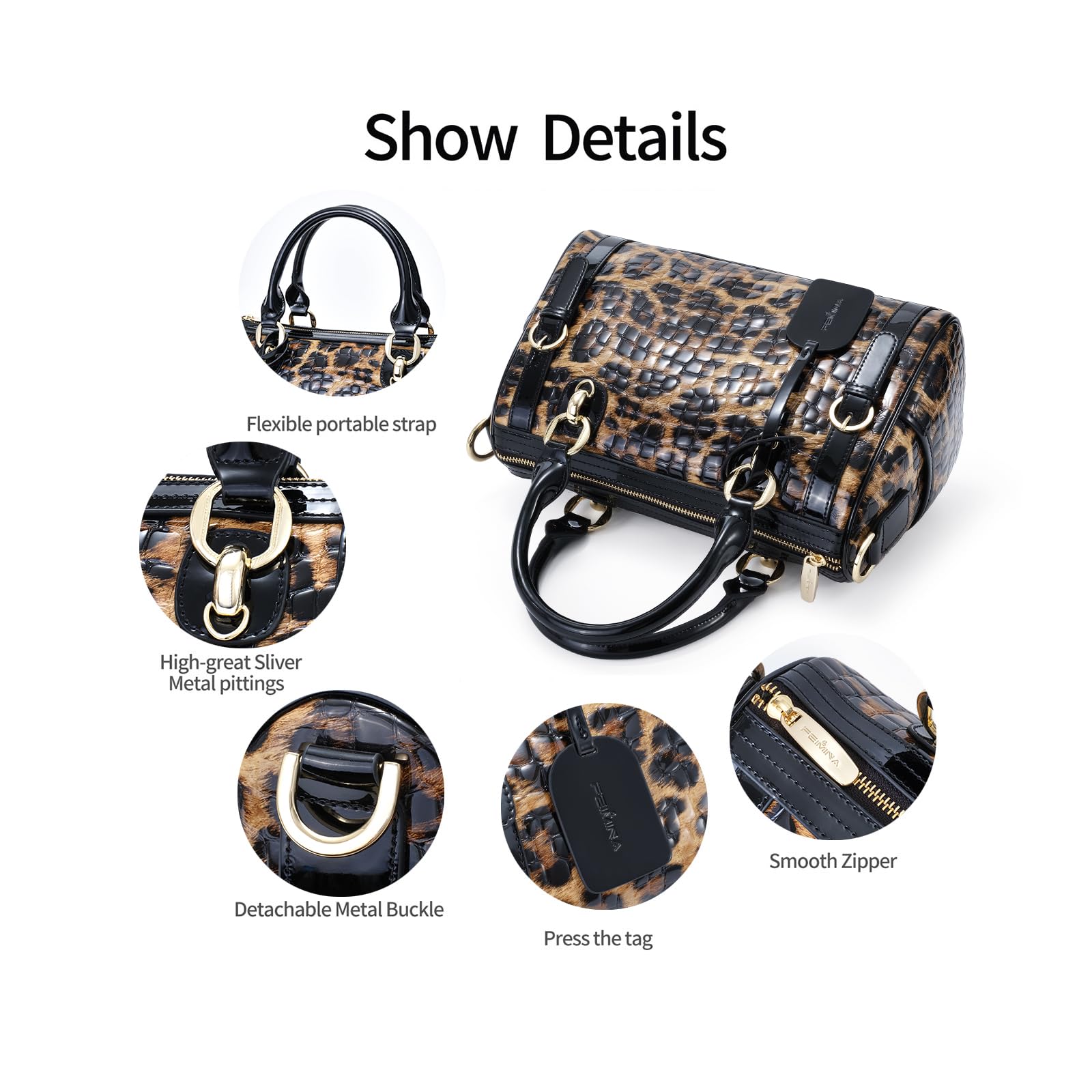 Genuine Leather Tote Bag for Women - Fashionable Crossbody & Shoulder Purse with Leopard Print - Perfect for Work, Travel & Everyday Use