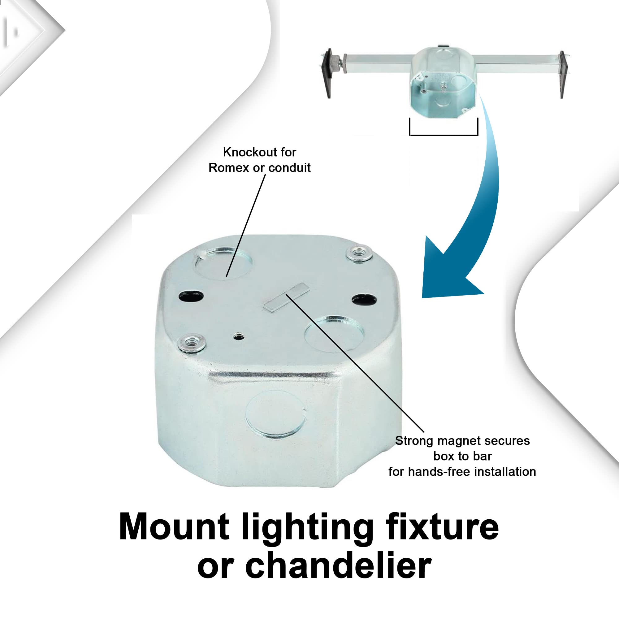 Ciata Ceiling Fan Mounting Bracket - Saf-T-Brace with Locking Teeth (3 Teeth) for High Wire Capacity - 2-1/8 Inch Twist & Lock Ceiling Fan Box Mount - Electrical Light Box - 3 Pack - Perfect for Home, Office & Commercial Ceiling Fan Installations