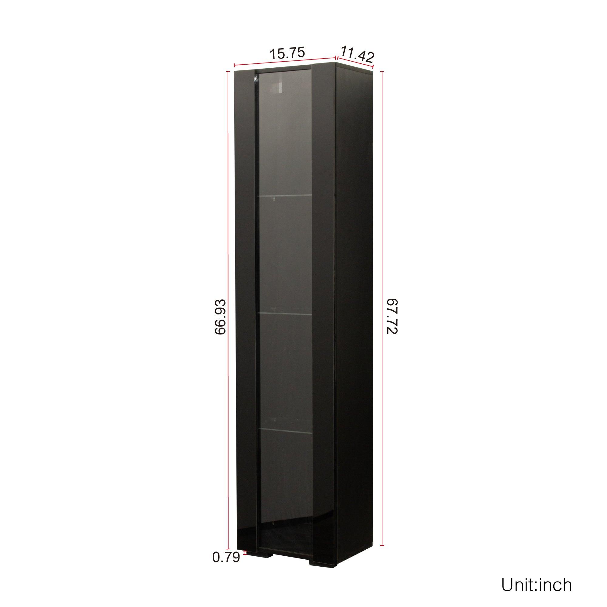 Modern Black Side Cabinet with Aluminum Strip LED Light - Spacious Storage for Living Room, Bedroom & Office Organization