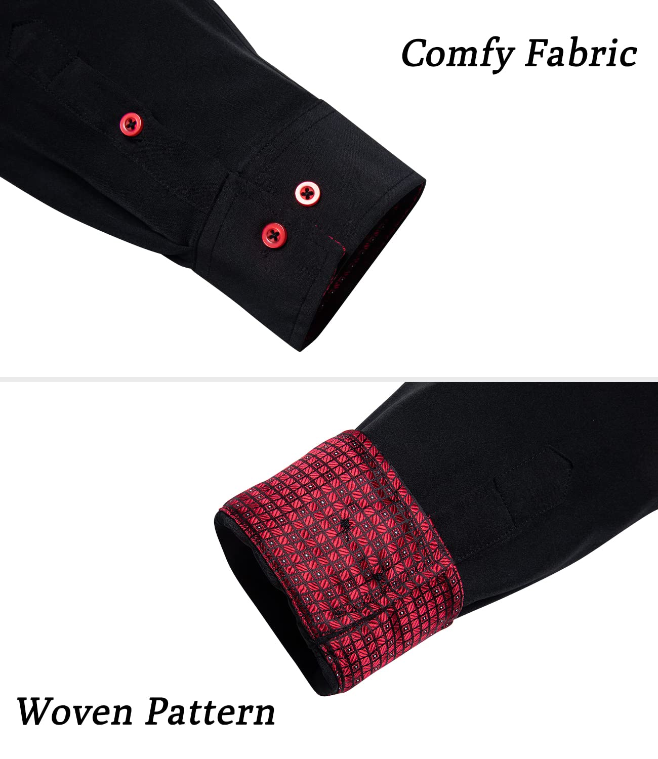 Premium Men's Dress Shirts - Long Sleeve Formal Business Shirt with Contrast Inner & Pocket | 100% Cotton Button Down Shirt for Office, Interviews & Special Occasions
