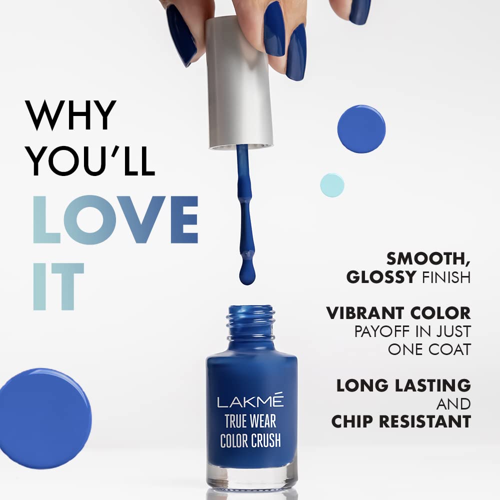 LAKMÉ True Wear Color Crush Glossy Finish Nail Polish - Crush 81 (6ml & 75ml) | Long-Lasting Shine for Manicures & Pedicures | Perfect for Parties, Weddings & Everyday Wear