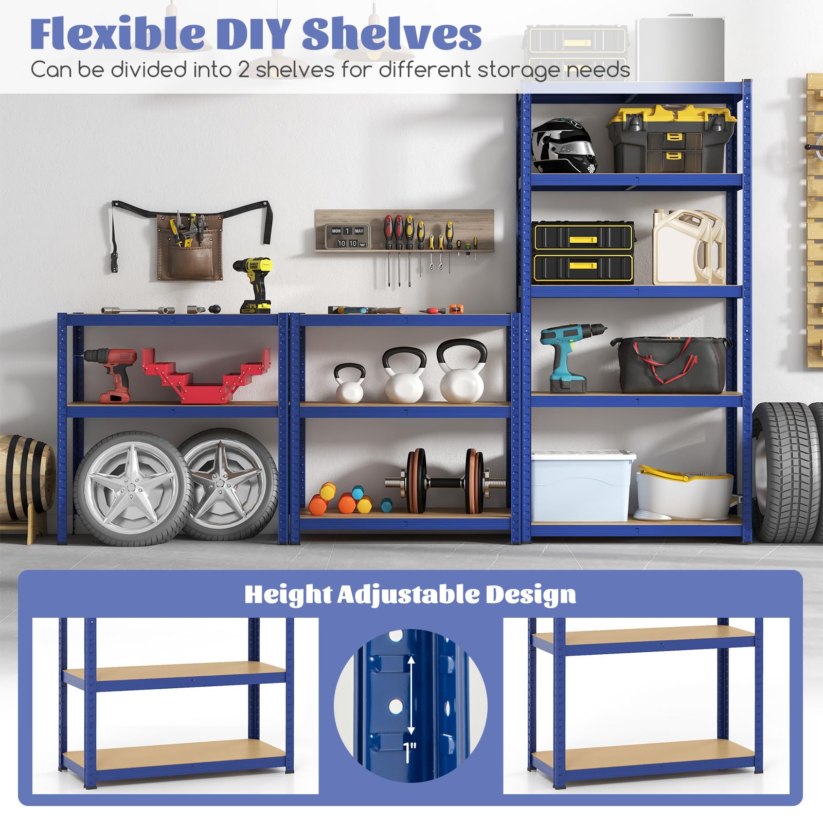 Giantex 5-Tier Heavy Duty Metal Storage Shelves - Adjustable Height Garage Shelving Unit with Anti-Tipping Design, 2000 lbs Capacity - Perfect for Shop, Kitchen, Garage, Warehouse & Office Organization