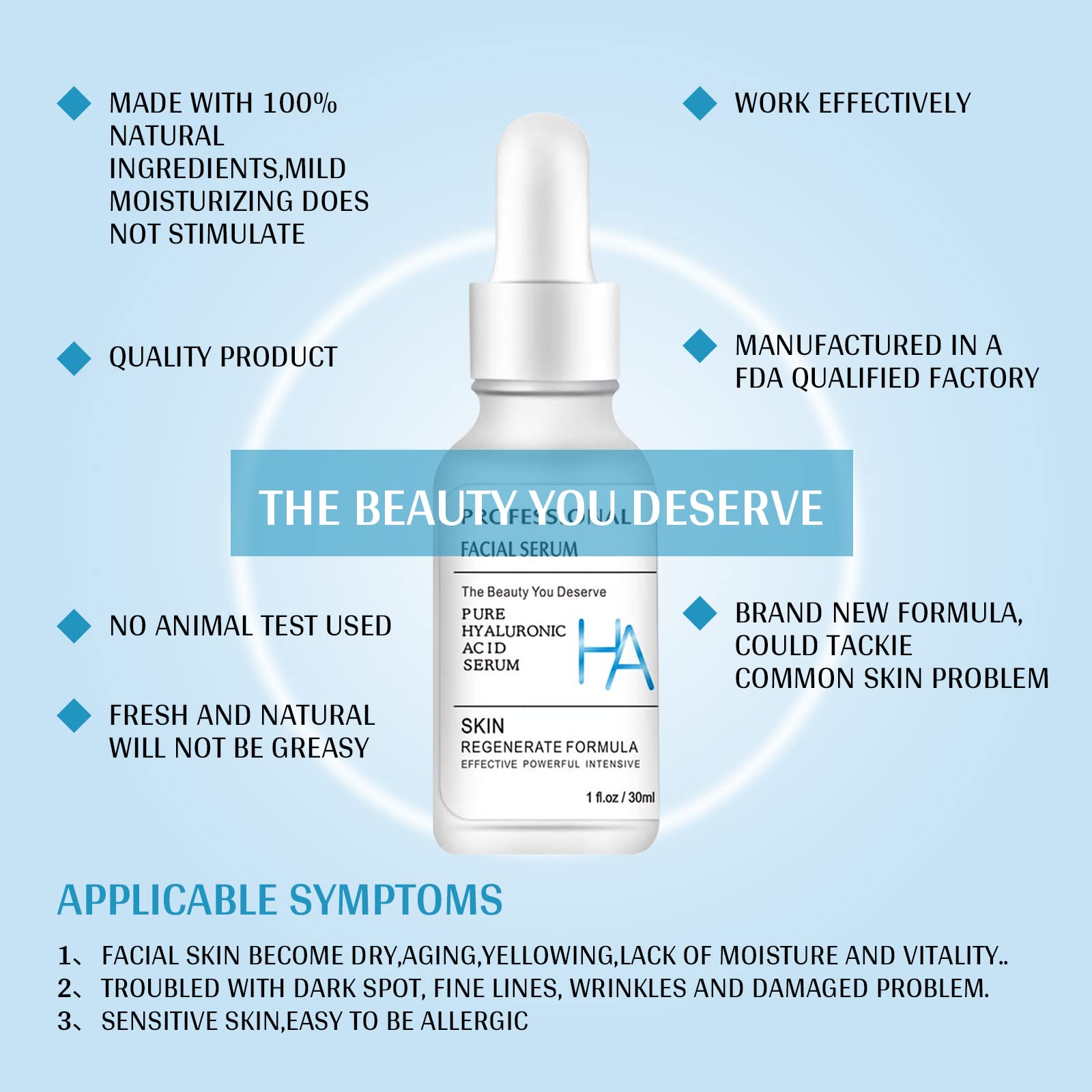 3 Pack Pure Hyaluronic Acid Serum for Face - Vitamin C Facial Moisturizer for Wrinkle Repair, Brightening & Hydrating Dry Skin (1Fl.Oz/30ml) | Anti-Aging Skincare for Day & Night Use, Perfect for Daily Moisturizing Routine