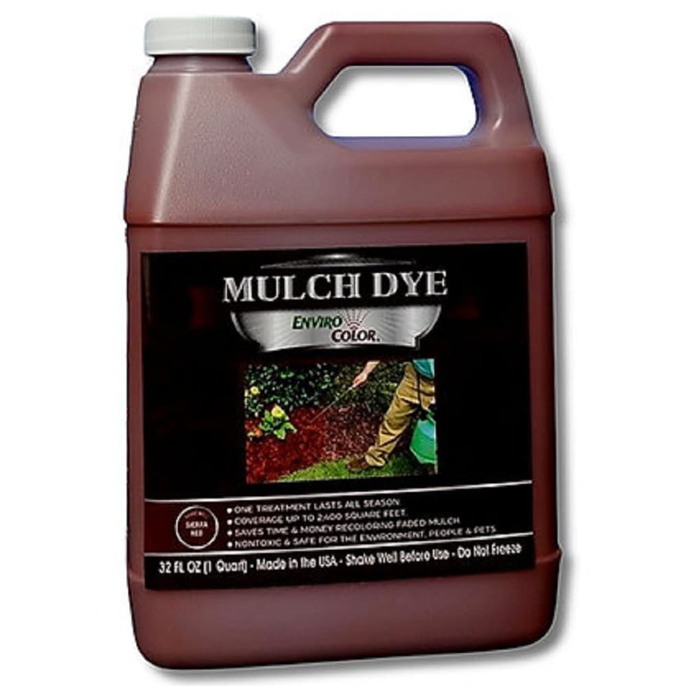 EnviroColor Red Mulch Dye | 32 oz Covers 2400 Sq Ft - Permanent Wood Mulch Paint for Landscaping & Garden Beds - Vibrant Color Enhancer for Flower Beds, Pathways & Commercial Landscaping Projects