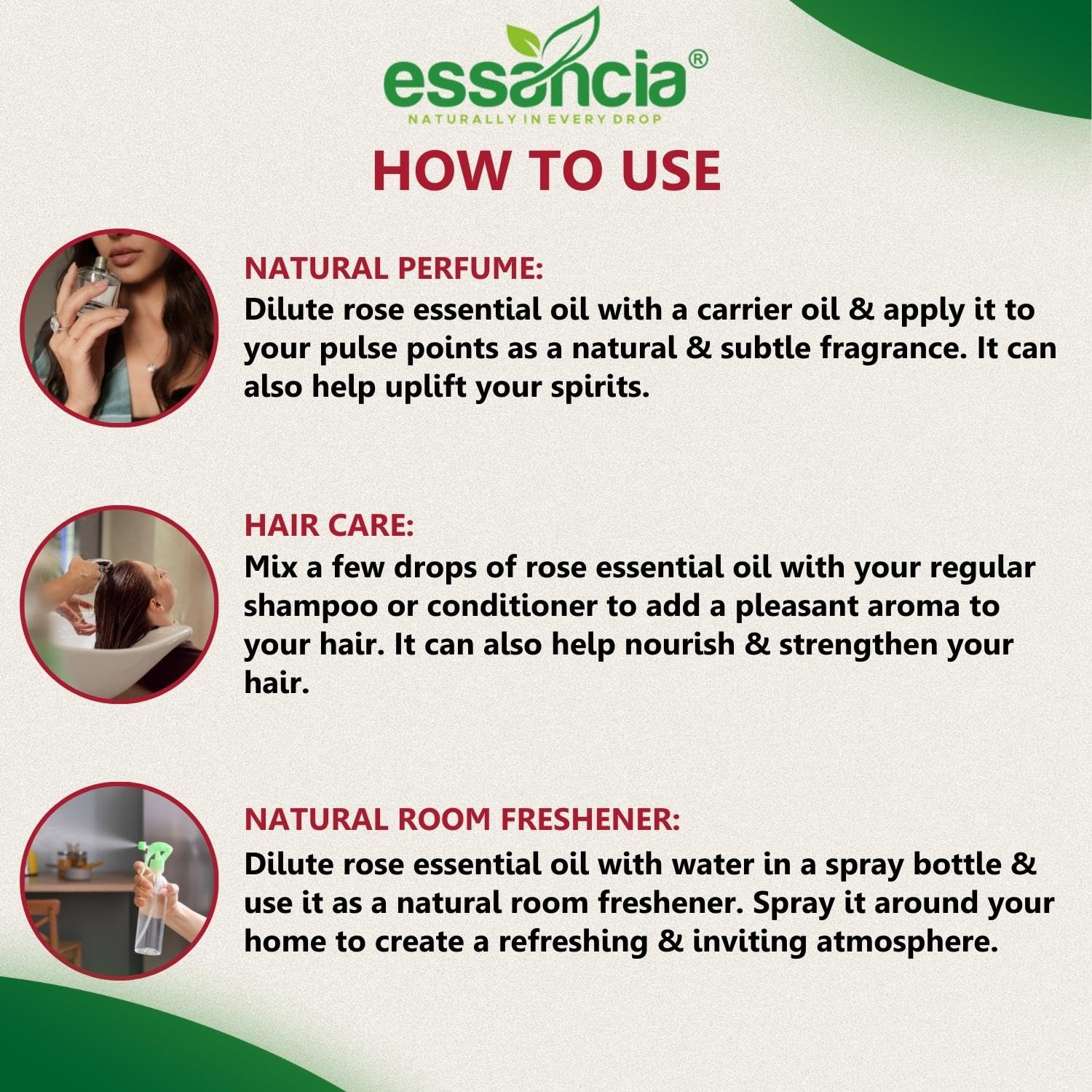 Essancia 100% Pure Natural Undiluted Therapeutic Grade Rose Essential Oil for Skin Rejuvenation & Mood Enhancement - 30ml Aromatherapy Oil for Relaxation, Massage & DIY Beauty Products