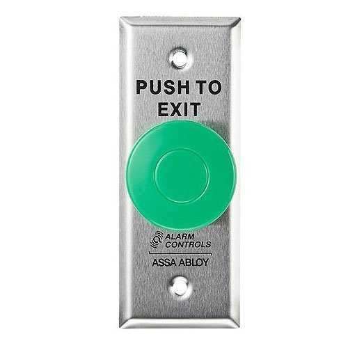 Alarm Controls TS 27 Request to Exit Station with Narrow Stile Wall Plate - 1 1/2 Inch Stainless Steel Push Button (302 Grade) for Secure Door Access Control in Commercial Buildings