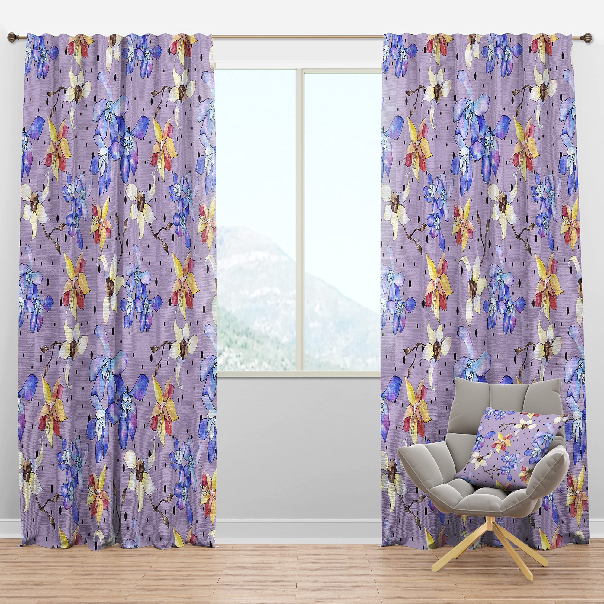 DesignQ Blackout Curtains - Floral Botanical Retro Vintage Thermal Insulated Curtain Panel (52x120) for Bedroom & Living Room - Noise Reducing & Energy Saving Window Treatment for Home Decor