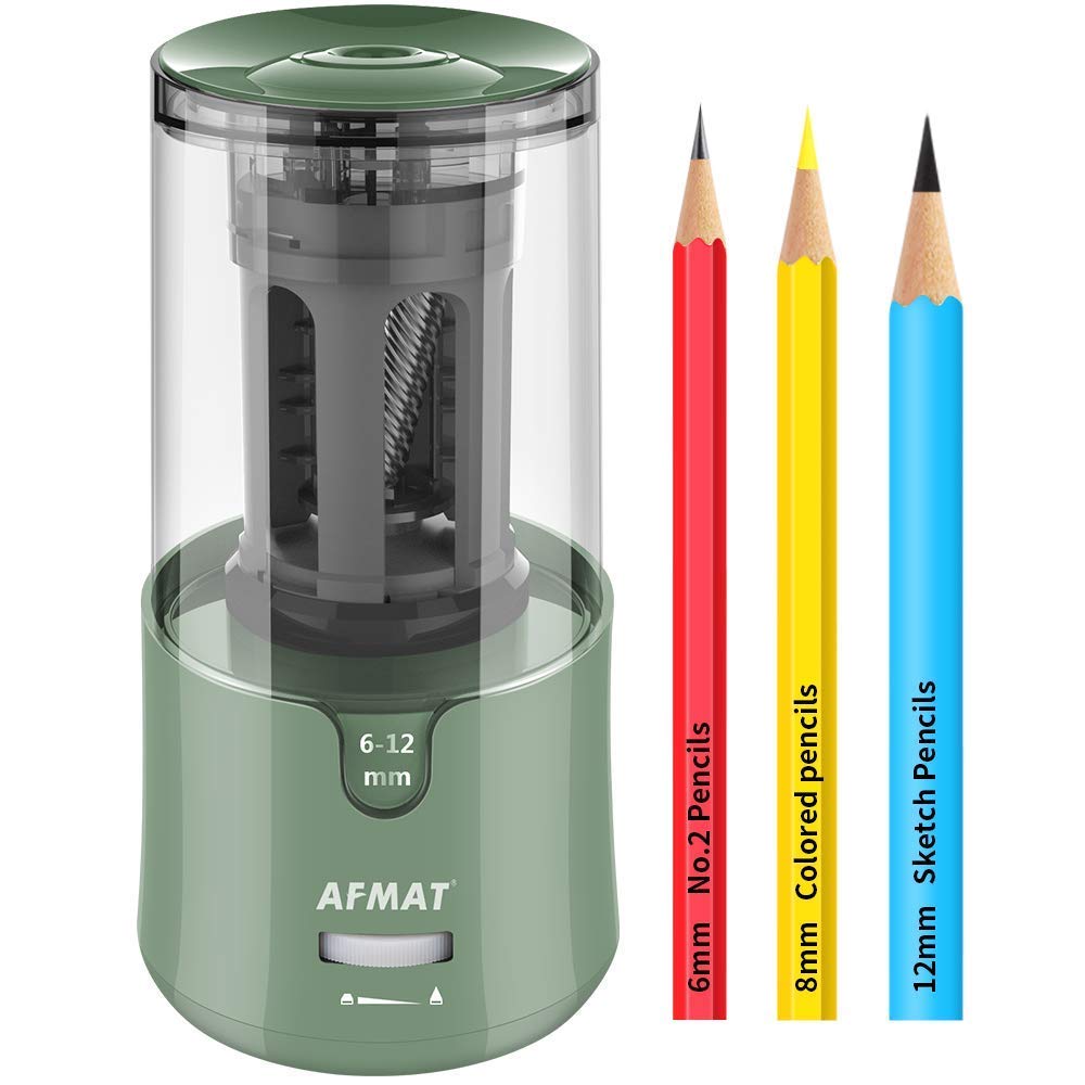 AFMAT Electric Pencil Sharpener & Eraser Kit - Auto Stop, Super Sharp Fast Sharpener with 140 Eraser Refills for Colored Pencils - Rechargeable Electric Eraser for Drawing, Drafting, Art, School & Office Supplies - Perfect for Artists, Students & Professionals