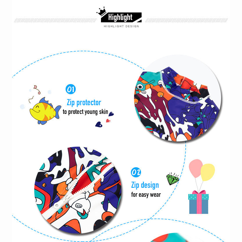 Baby & Kids Printed One-Piece Swimsuits for Boys & Girls with Free Cap - Cactus Design 718156-08 | Perfect for Beach, Pool & Summer Water Activities