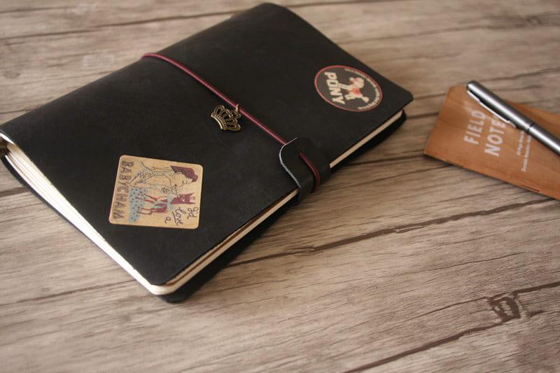 Premium Custom Black Leather Notebook - Personalized Journal for Writing, Note Taking & Gift Giving - Perfect for Business, School & Travel Use