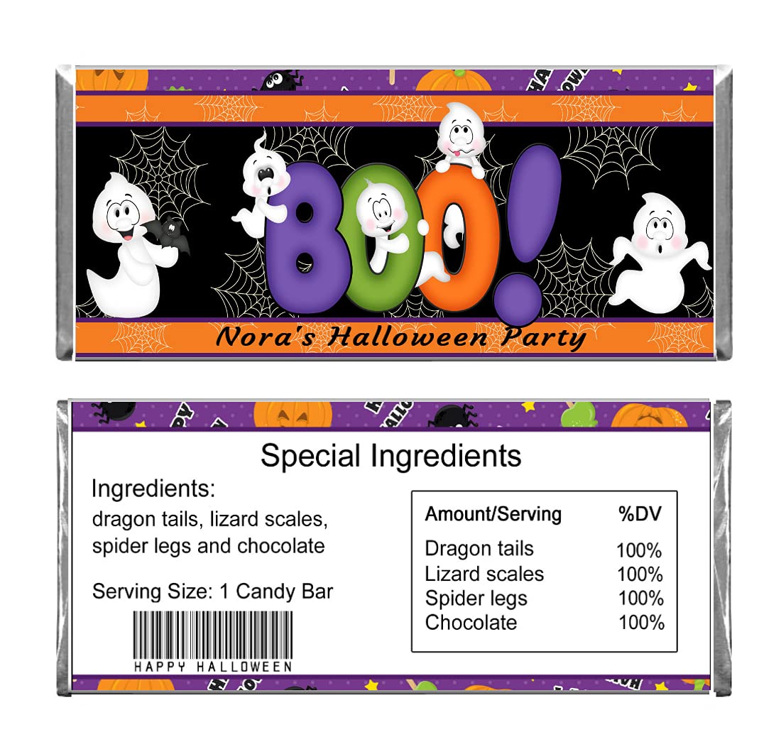 Personalized Halloween Candy Bar Wrappers & Foils - Custom Business or Party Favors (200 Pack) for Chocolate Bars - Perfect for Trick or Treat, Halloween Parties & Gift Giving