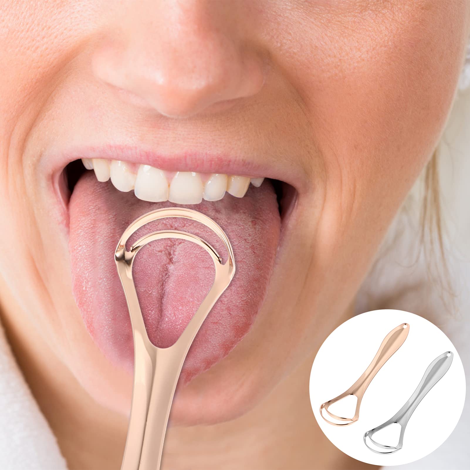 2-Pack Tongue Scraper for Oral Hygiene - Stainless Steel Tongue Cleaner for Bad Breath & Plaque Removal - Perfect for Daily Dental Care & Fresh Breath Routine