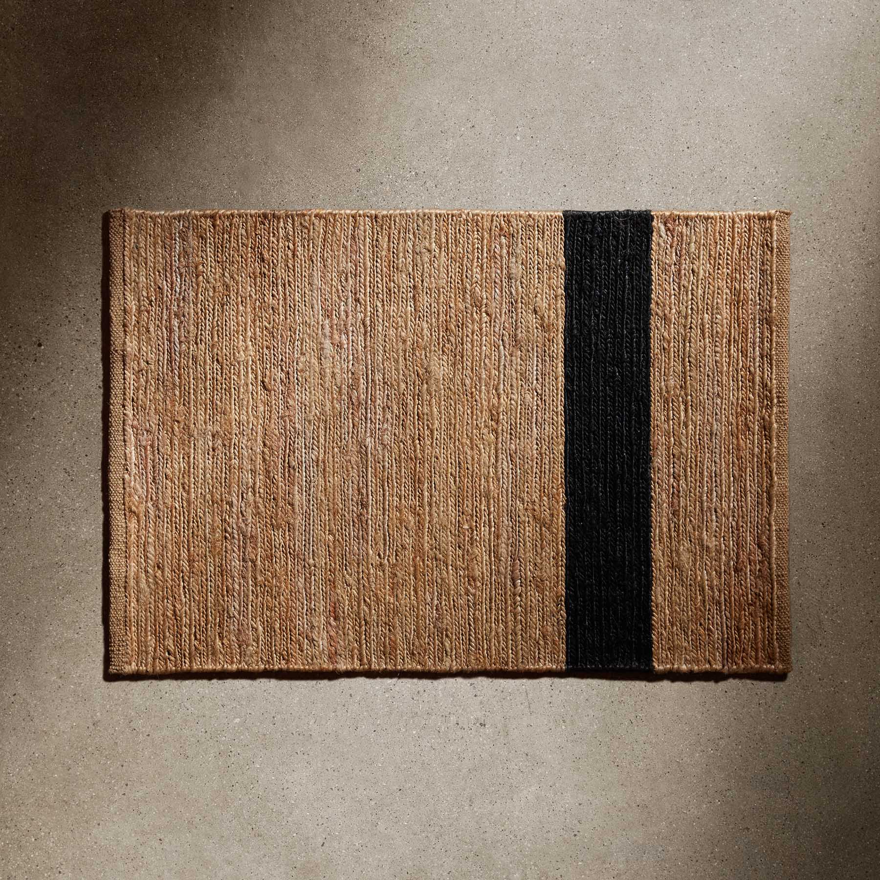 Natural Jute Entry Mat with Charcoal Stripe - Eco-Friendly Doormat for Home & Office - Perfect for Front Door, Back Door, and Mudroom