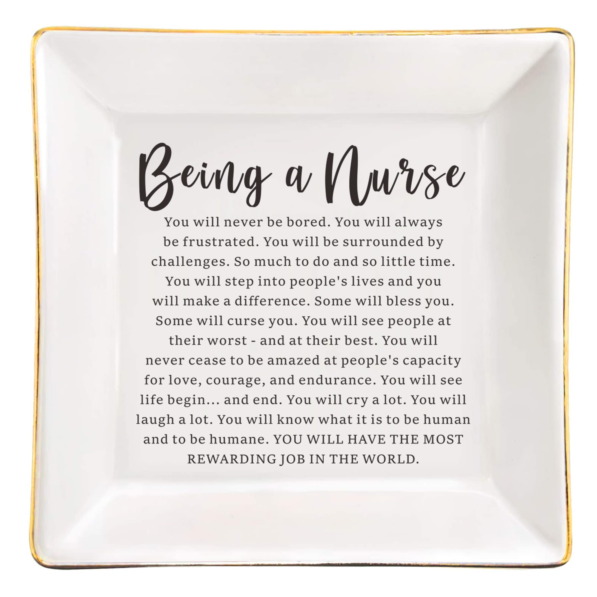 **Ceramic Jewelry Dish for Nurses - Nurse Graduation Gifts, Nurses Week Gifts, Nursing Graduation Gift for Women - Perfect for Rings, Earrings & Trinkets - Ideal for Dorm, Office & Home Decor**