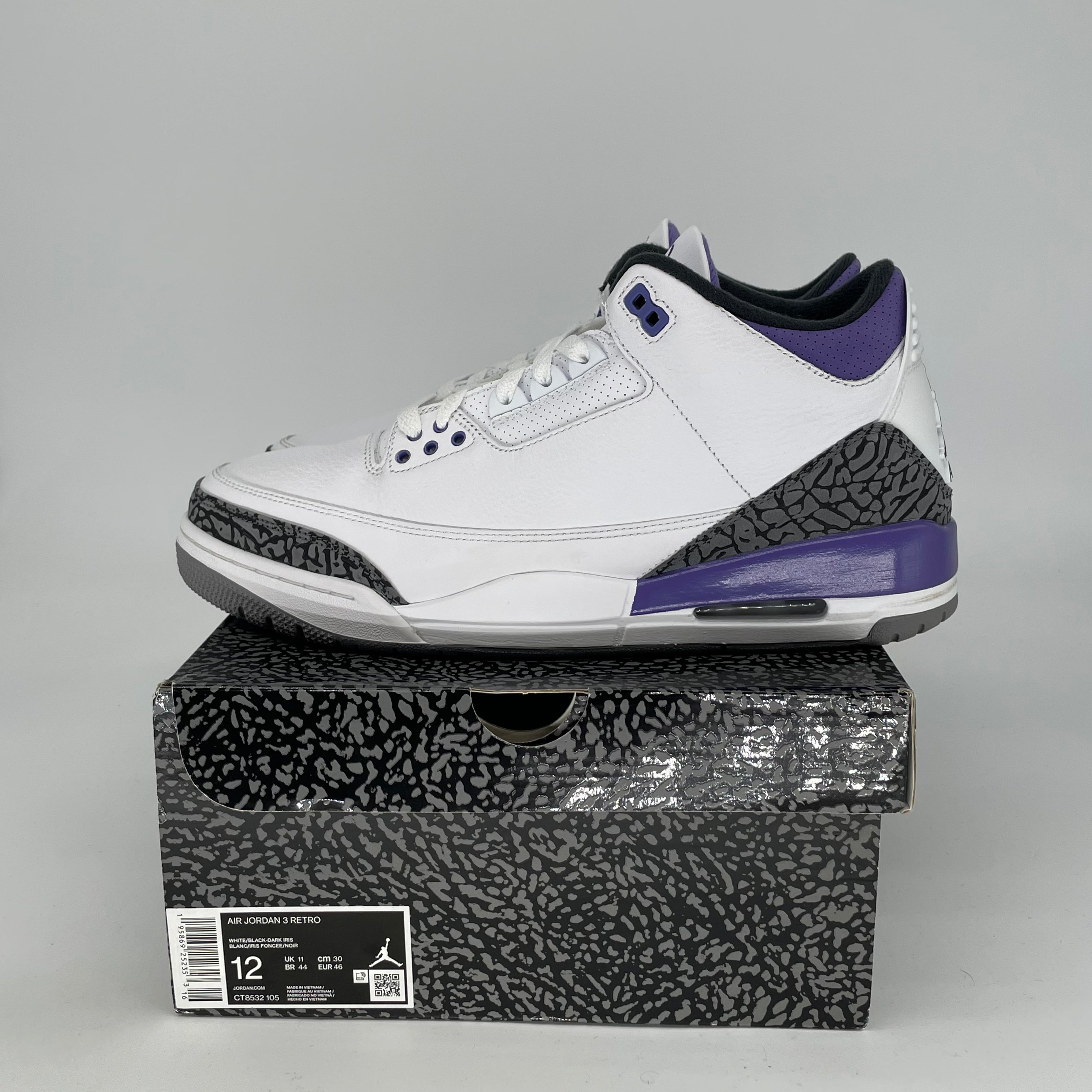 AIR JORDAN 3 DARK IRIS Men's Basketball Shoes Size 12 - CT8532 105 | Retro Sneakers for Running, Gym & Streetwear Fashion