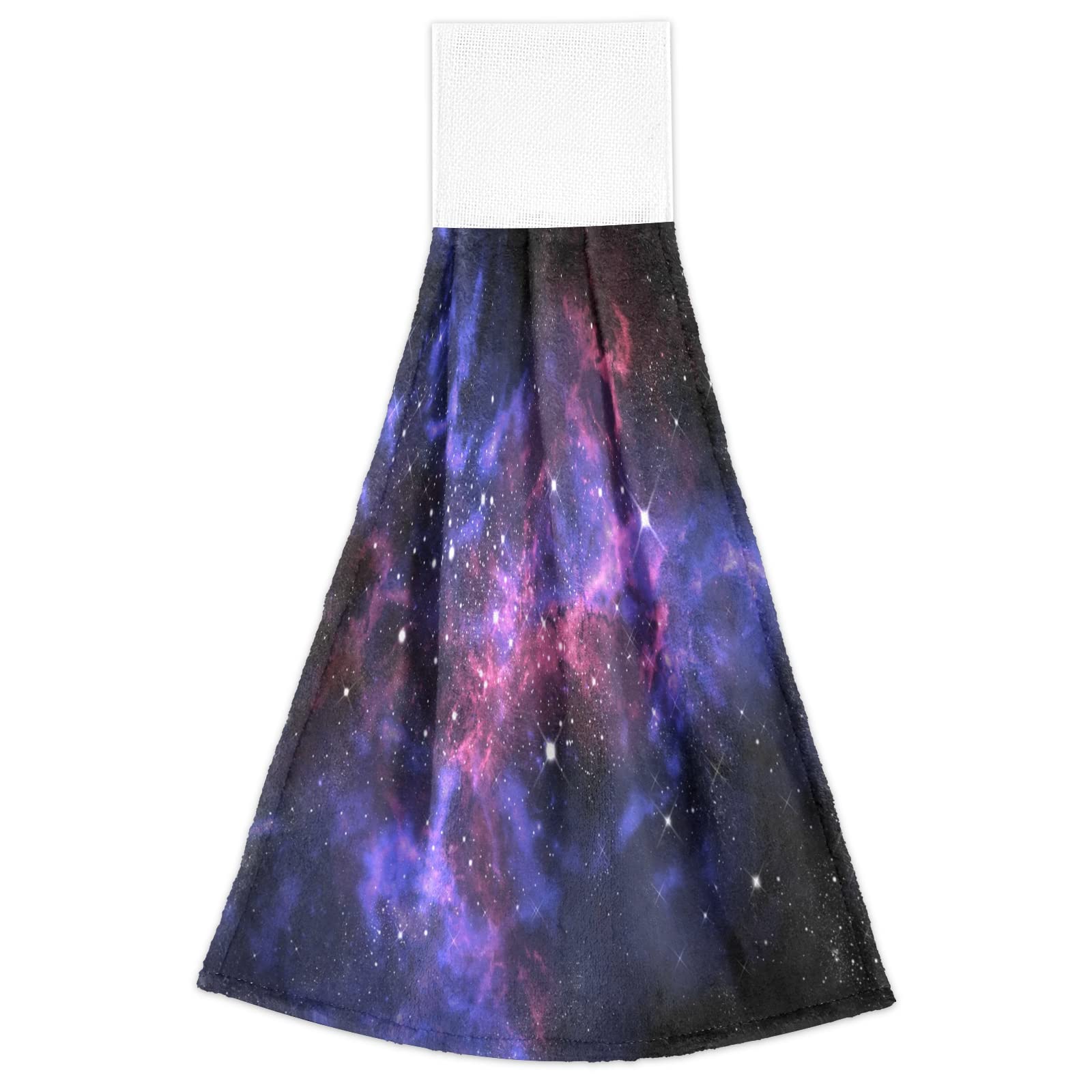 AUUXVA 2 Pack Galaxy Star Space Kitchen Hand Towels - Quick Dry, Absorbent, with Hanging Loop for Kitchen, Bathroom, Laundry - Farmhouse Decor & Housewarming Gift