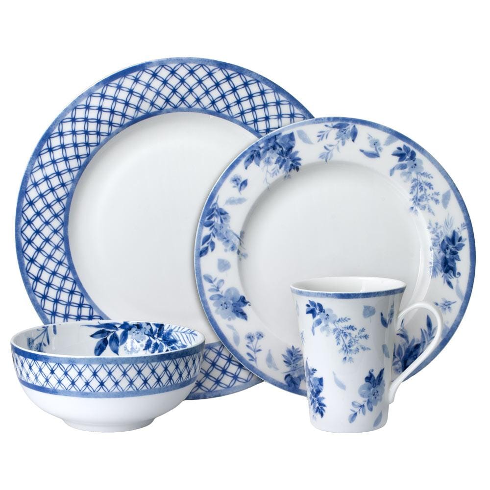 Kiley 16-Piece Dinnerware Set - Porcelain Dinner Plates, Bowls, Mugs (Service for 4) - Elegant Tableware for Family Dinners, Dinner Parties & Everyday Use