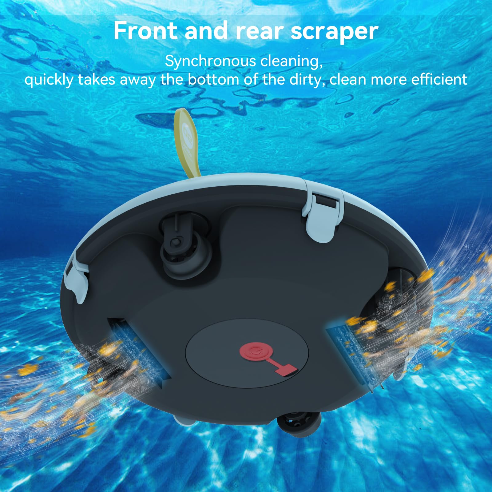 Automatic Cordless Robotic Pool Cleaner for Above Ground Pools - Dual-Drive Motors & Water Sensor Technology - Rechargeable Battery for Flat Bottom Pools up to 35ft (Yellow) - Perfect for Weekly Pool Maintenance & Seasonal Cleaning