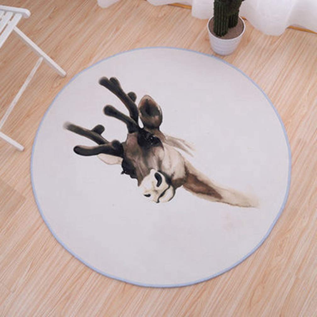 MOXIC Soft Round Area Rugs for Kids - Non-Slip Cartoon Deer Animal Nursery Rug, 3' X 3' Modern Nordic Circle Carpet for Living Room, Bedroom & Bathroom - Perfect for Playtime, Crawling & Home Decor