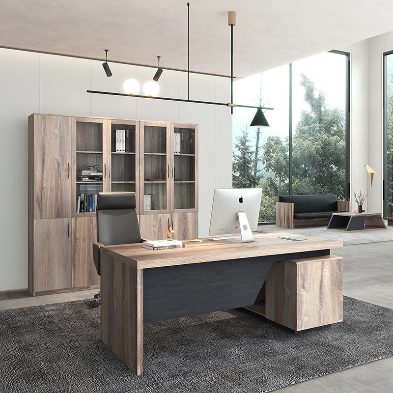 BALDER Executive Desk with Right Return 2.2-2.4M Warm Oak & Black - Premium Office Furniture for Home & Business Workspaces