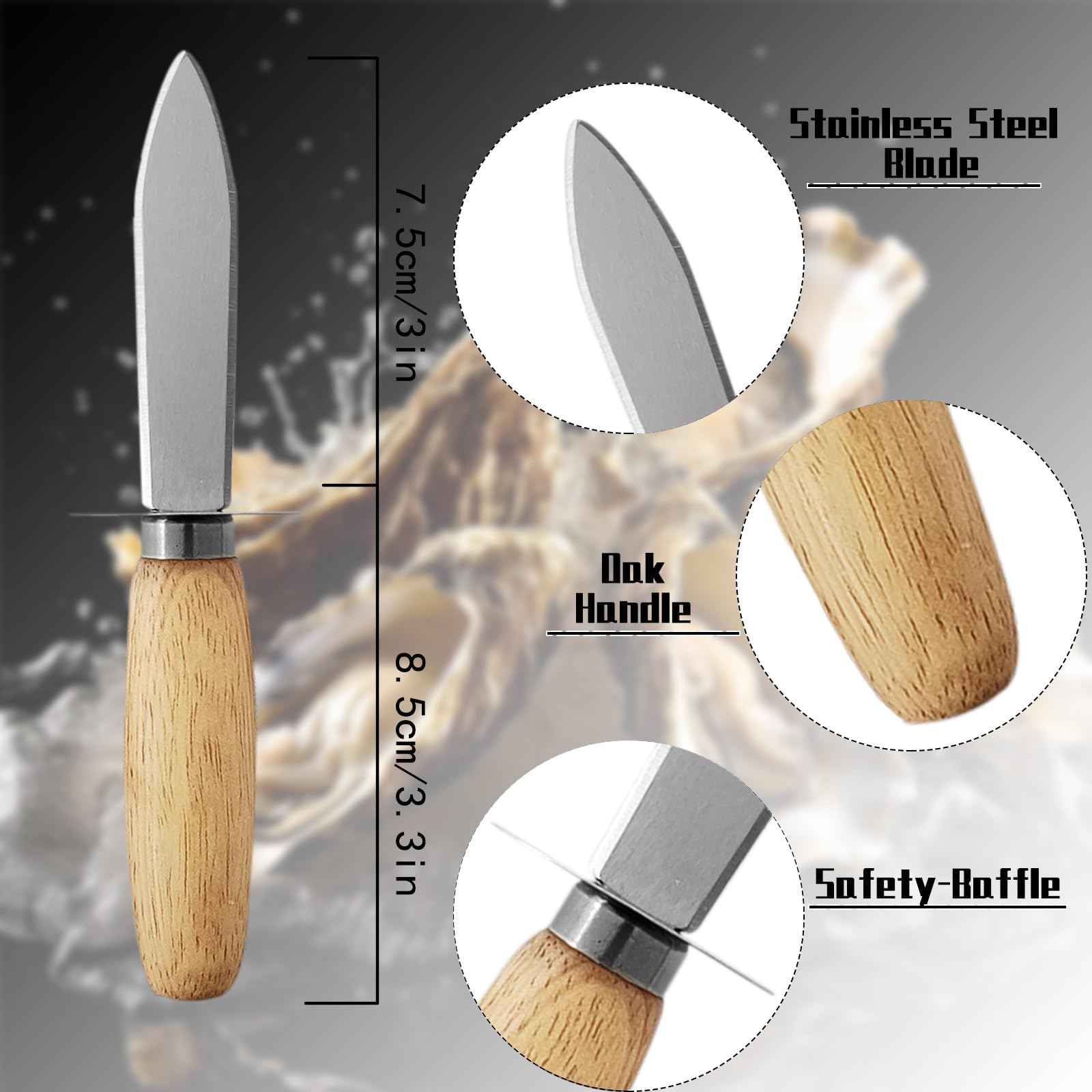 6pcs Oyster Shucking Knife & Gloves Set - 2 Stainless Steel Oyster Knives with Wooden Handle & 4 Cut Resistant Gloves (Level 5 Protection) - Professional Shellfish Shucking Tools for Oysters, Clams, Mussels - Perfect for Home Kitchens, Seafood Restaurants & Outdoor Cooking