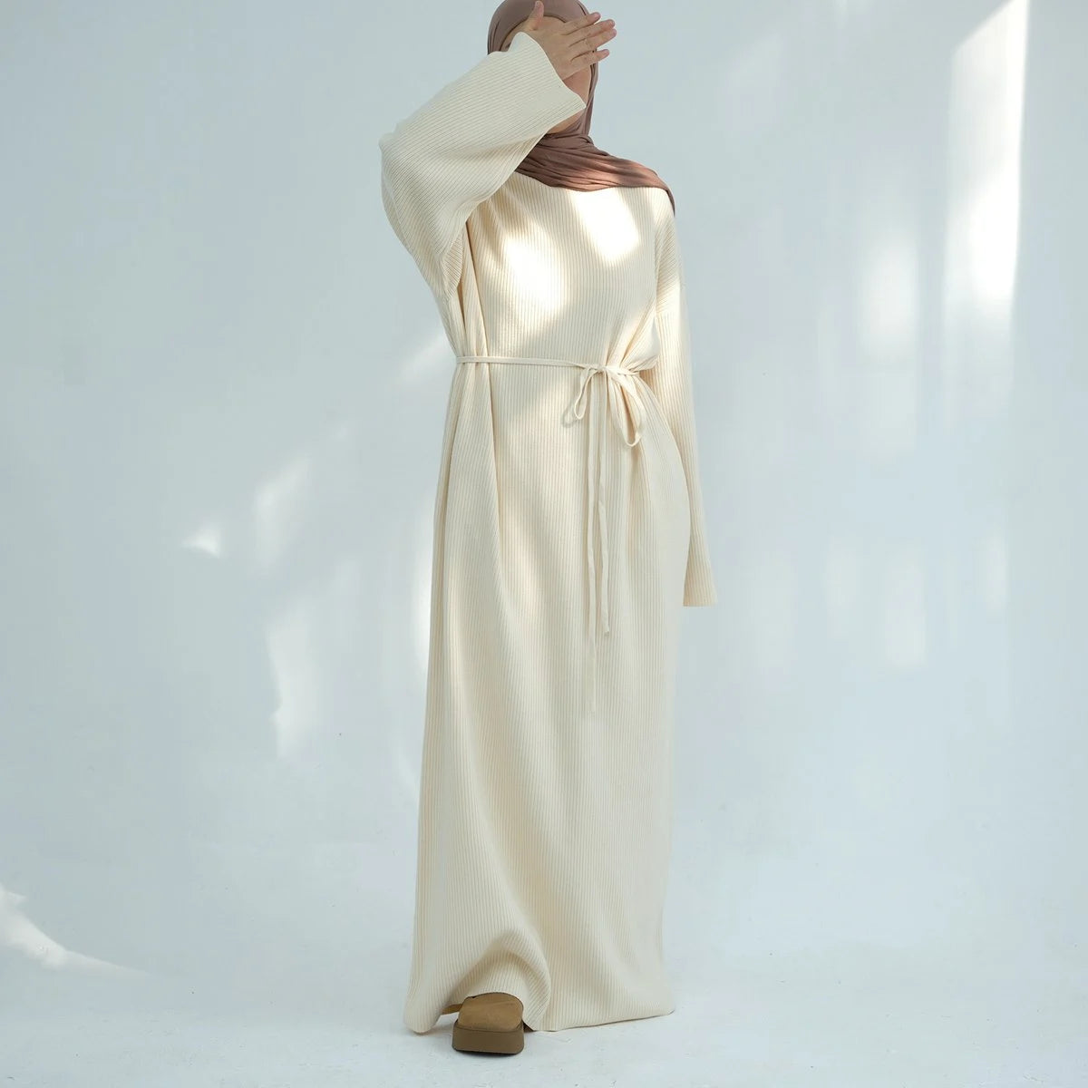 Winter Fall Heavy Thick Knitted Abaya Dress for Women - Modest Islamic Long Dress with Hood - Perfect for Prayer, Mosque & Cold Weather Wear