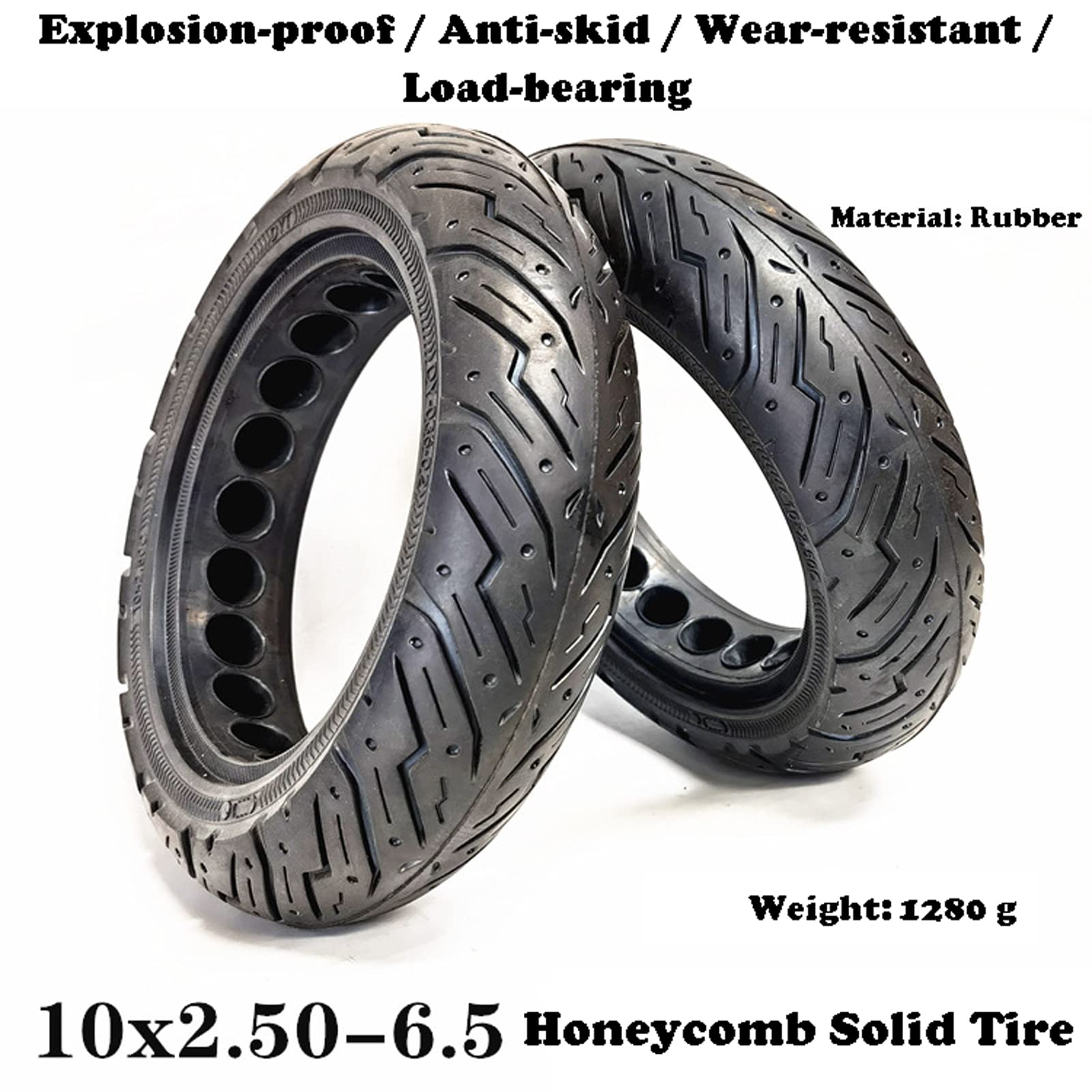 Durable Honeycomb Solid Tires for Electric Scooters - 10x2.50-6.5 Tubeless, Explosion-Proof Replacement Wheels (1 Pack) - Perfect for Commuting, Urban Travel & Last-Mile Delivery