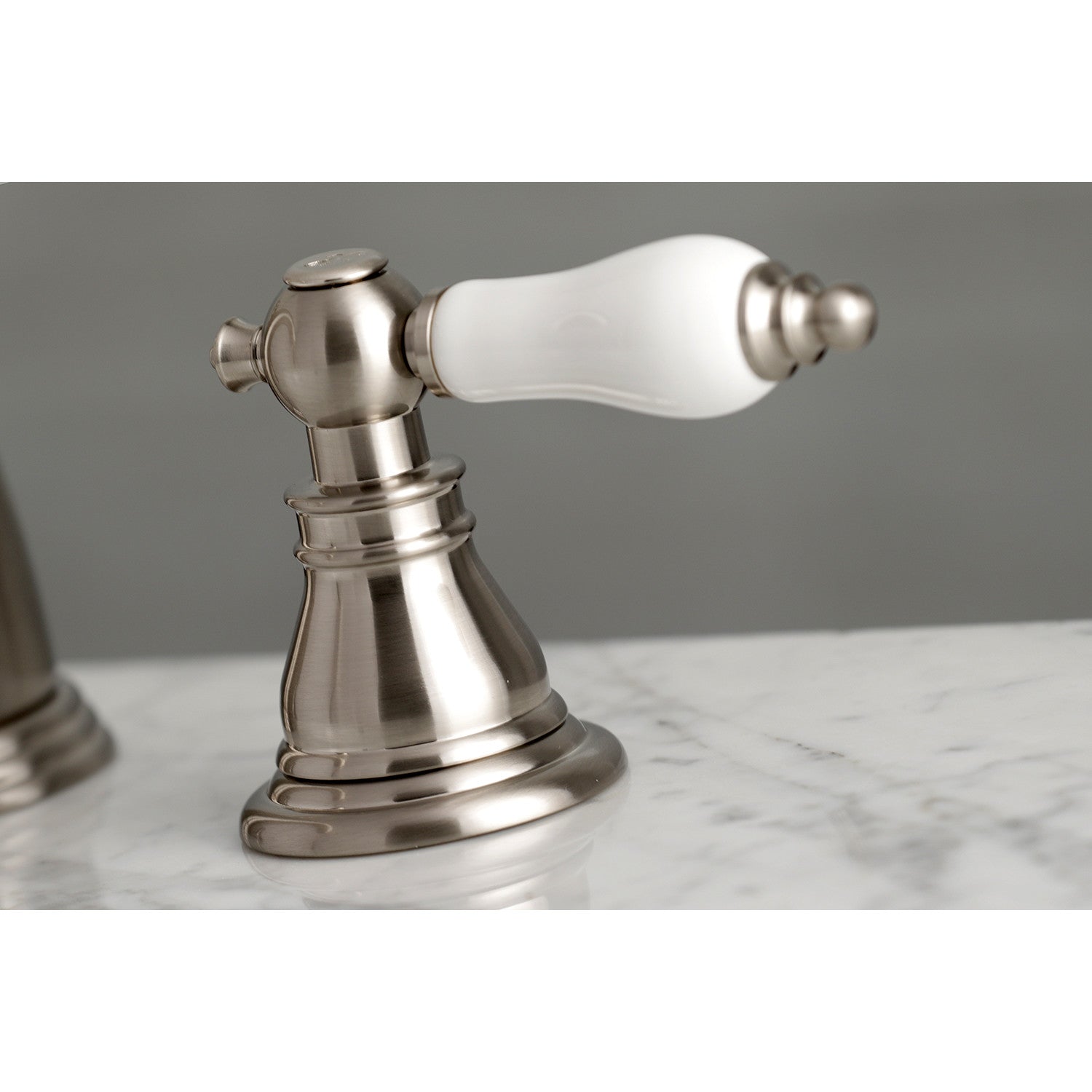 American Patriot KB988APL Brushed Nickel Widespread Bathroom Faucet - 3 Hole Deck Mount with Pop Up Drain - Perfect for Modern Bathroom Renovations & Luxury Home Upgrades